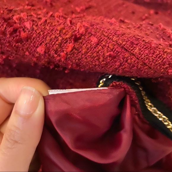 Mango Tweed Red Black Jacket L - Picture 12 of 12